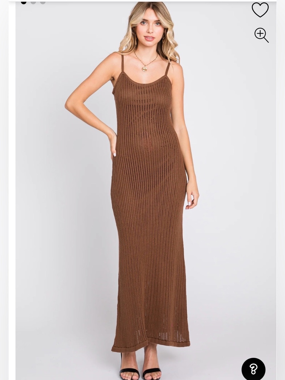 Brown knit crochet maxi dress